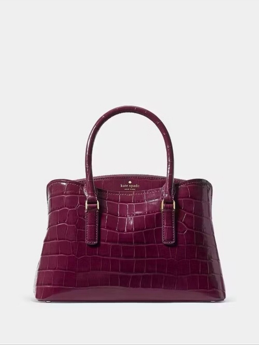 Kate Spade Thompson Street Croc Embossed Small Satchel Bag, Deep Cherry